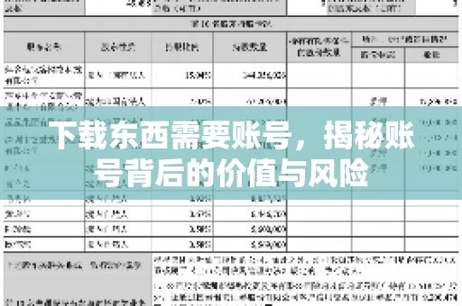 下载东西需要账号，揭秘账号背后的价值与风险