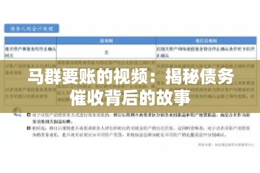 马群要账的视频:揭秘债务催收背后的故事 马群要账的视频:揭秘债务催收背后的故事