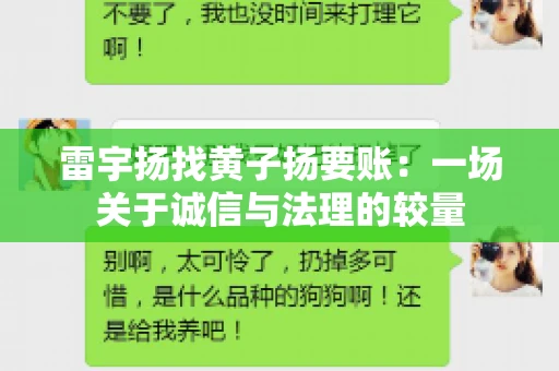 雷宇扬找黄子扬要账：一场关于诚信与法理的较量