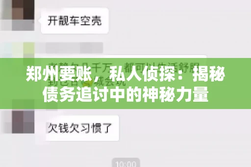 郑州要账，私人侦探：揭秘债务追讨中的神秘力量