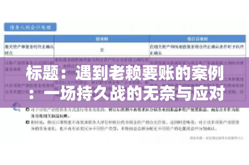 标题：遇到老赖要账的案例：一场持久战的无奈与应对